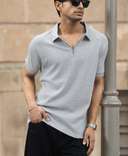 grey-structured-regular-fit-half-sleeves-zipper-t-shirt