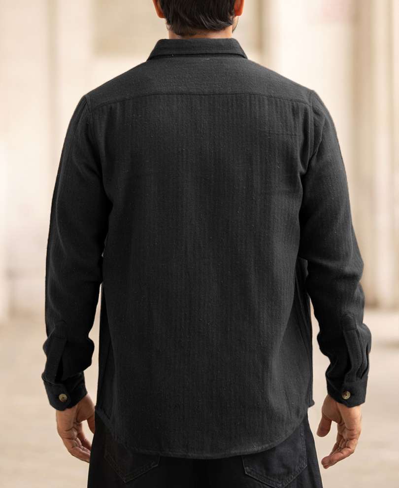 solid black flannel shirt