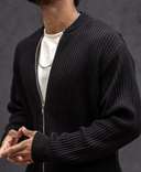black-knit-regular-fit-full-sleeves-bomber-jacket
