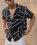 black-printed-regular-fit-half-sleeves-shirt