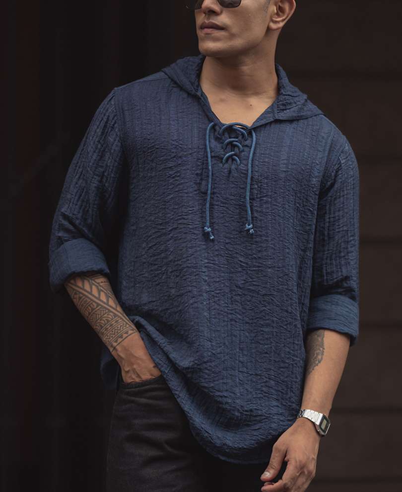 plllllleeeasse hooded sweatshirt (NAVY)
