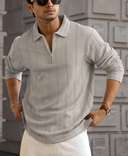 light-grey-regular-fit-zip-polo-t-shirt